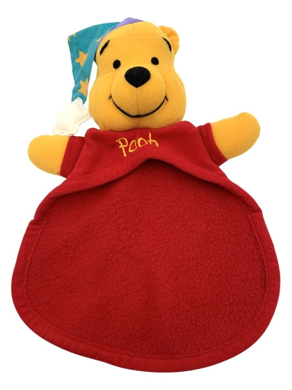 Mattel Disney Winnie The Pooh Plush Lovey Security Blanket Sleep Cap 13" Vintage